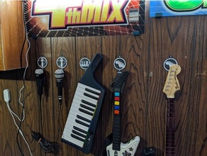 rock band guitar hero instrument holders holder keytar mic microphone musical 3 rockband wall mount 3d print model - Mito3D