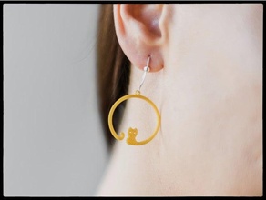 cat ring earring animal c47 earrings jewelry kolczyki kot simple 3d print model - Mito3D