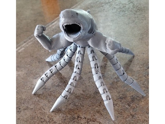 musculoso sharktopus articulado polvo Tubarão 3D print model - Mito3D