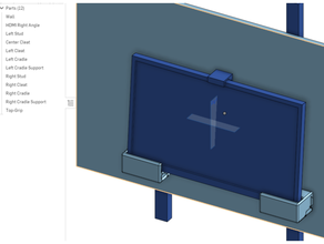 monitor wall mount cleat french 3d print model - Mito3D