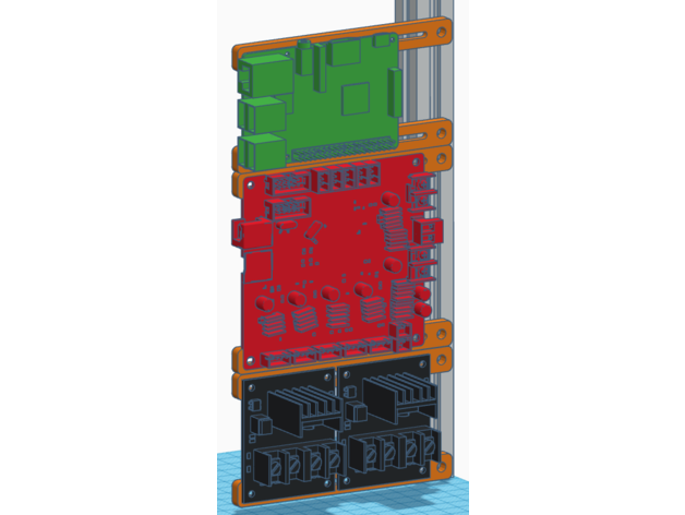 100mm m3 rail m5 mounting hole 2020 2040 extrusions aluminum anet a8 extrusion nut mainboard mosfet pegboard raspberry pi 3D print model - Mito3D