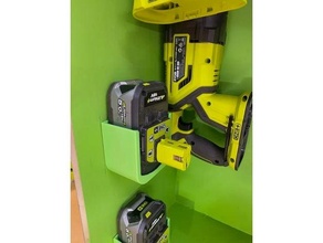 5ah ryobi battery holder green mount storage tool 3d print model - Mito3D