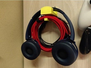 wall-mounted headphone cable holder management fusion 360 fusion360 headphones wall mount 3d print model - Mito3D