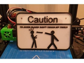 caution - avoid injury touch tools art hand sign wall hanger 3d print model - Mito3D