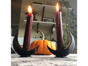 moon candle holder candles crescent halloween lunar spooky witch witchy 3d print model - Mito3D