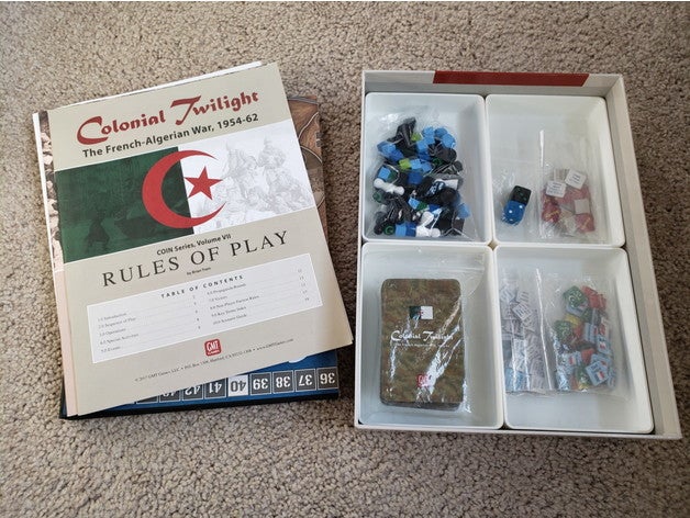 colonial crépuscule boîte remplisseur organisateur jeu plateau inserts 3D print model - Mito3D