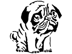 pug puppy stencil animal cute dog mammal 3d print model - Mito3D
