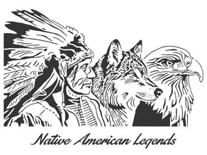 native american stencil america indian eagle wolf 3d print model - Mito3D