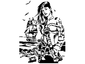 pirate fille pochoir 2 femelle 3d print model - Mito3D