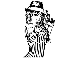 gangster girl stencil art guns 3d print model - Mito3D