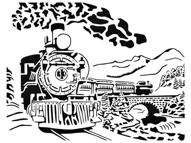 locomotive pochoir vapeur train 3D print model - Mito3D