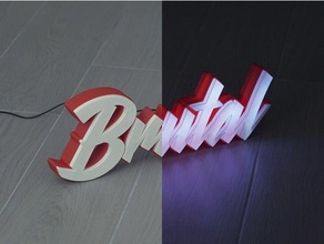 led marquee brutal cartel light strip letters luminoso 3d print model - Mito3D