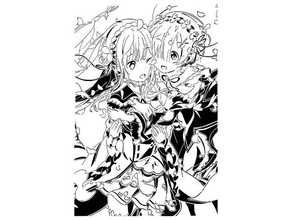 rem emilia stencil 2 anime isekai quartet manga rezero 3d print model - Mito3D