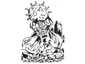 Superman virus pochoir 2dart art Chine Clark Kent couronne coronavirus covid covid19 dc bandes dessinées mort maladie Halloween héros jla Justice ligue métropole peste crânes super 3d print model - Mito3D