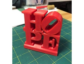 hope sculpture - 3d print recreation robert indiana 3d print model - Mito3D