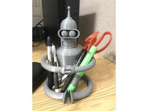 dobrar caneta suporte escrivaninha futurama robô escritório equipamento organização lápis 3d print model - Mito3D