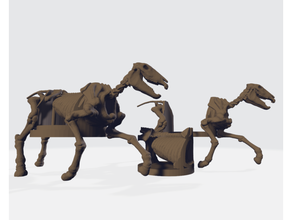esqueleto cavalo monte + orifício 28mm dnd masmorras dragões miniatura rpg 3d print model - Mito3D