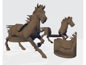 horse running mount + hole 28mm dnd dungeons dragons miniature rpg 3d print model - Mito3D