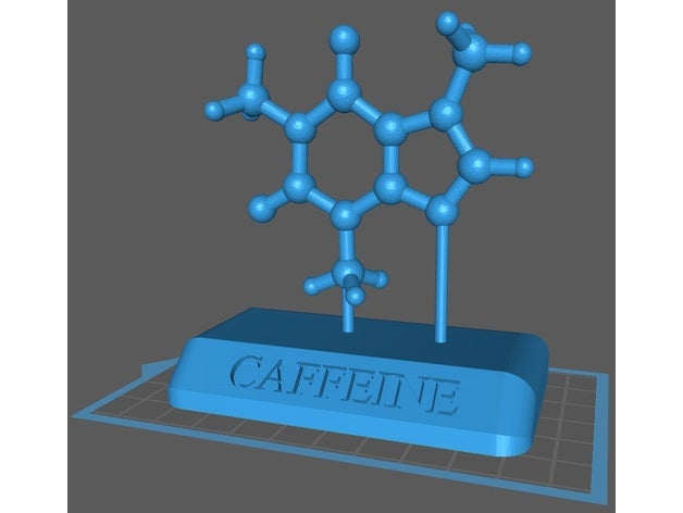 chimica modello caffeina molecolare molecola organico 3D print model - Mito3D