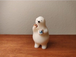 kumaty eating cookie bear coffee cute polarbear polar 3d print model - Mito3D