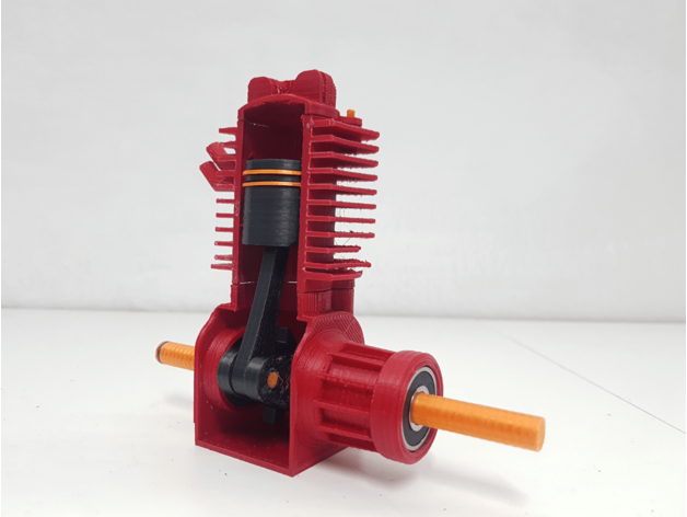 completamente 3d imprimible 2 carrera motor modelo 2stroke 4 608 rodamiento 775 aire coches conexión varilla cable perforar cigüeñal crealidad cilindro manejar 3D print model - Mito3D