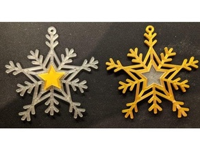 fiocco neve stella intarsio Deko sospeso ornamento poppa weihnachten inverno natale 3d print model - Mito3D