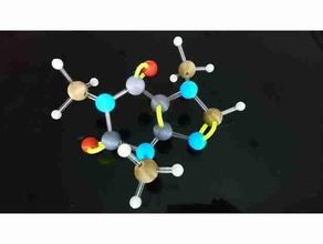 moléculas vinculo ângulos átomos caffine carbono Duplo títulos Fórmula hidrogênio molecular estrutura azoto oxigênio solteiro 3d print model - Mito3D