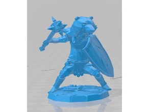 escudo lutador bárbaro dnd miniatura poli paladino 3d print model - Mito3D