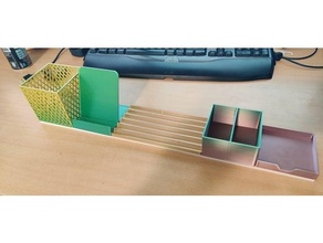 modular desk organiser organizer pen pencil holder phone stand sticky note notes 3d print model - Mito3D