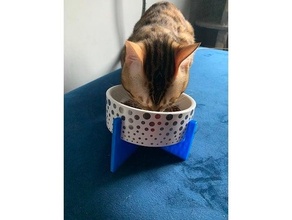 tilted cat bowl stand feeder pet 3d print model - Mito3D