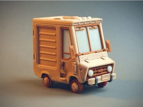 piggy van jr assembly required automobile automotive campervan car cartoon children childrens toy construction toys delivery kids kid mail mechanical moving parts piggybank bank stepvan truck wheeled vehicle wood 3d print model - Mito3D