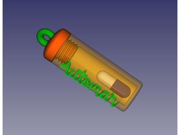 r3acosta llavero umbelebt röhrenförmig Kapseln Tabletten medizinisch 3D print model - Mito3D