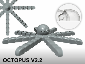 pieuvre souple v2 flexi poulpe articulé fléchir tentacules 3d print model - Mito3D