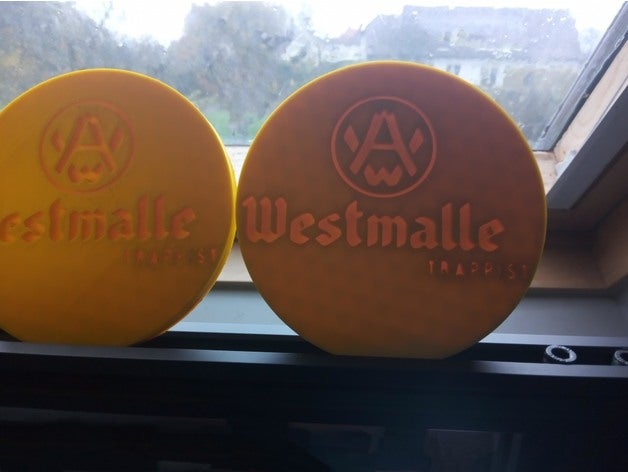 Westmalle Untersetzer Bier Glas d90 3D print model - Mito3D