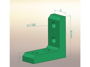 pequeña soporte 30x12x6 mm m4 ángulo escuadra stl 3d print model - Mito3D