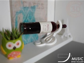 Musik Wein Halter Unterstützung schwebend Hinweis verdreifachen Notenschlüssel Flasche 3d print model - Mito3D