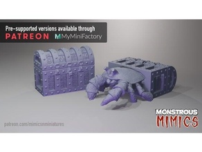 Tesouro peito mímico caranguejo dnd mini miniatura monstros suporte masmorra masmorras dragões imita colônia 3d print model - Mito3D