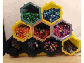 hexagonal caneta estante 3d print model - Mito3D