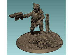deathworld space sergeant 3d keychains 40k barbarian barbarians chainsword imperial guard infantry laspistol sci fi soldier 3d print model - Mito3D