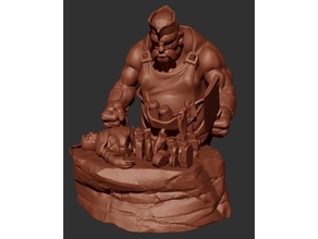 orco carne chef macellaio mawtribes ogor regni warhammer 3d print model - Mito3D