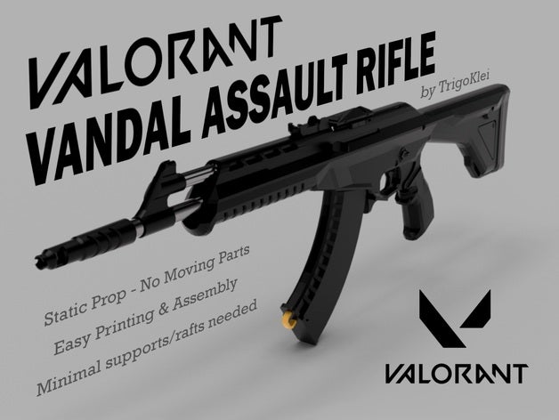 valoroso vandalo assalto fucile cosplay puntello arma gioco pistola video 3D print model - Mito3D