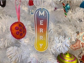 merry wavy banner christmas ornament 3d print model - Mito3D