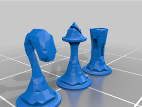 poly chess set pieces lopoly 3d print model - Mito3D