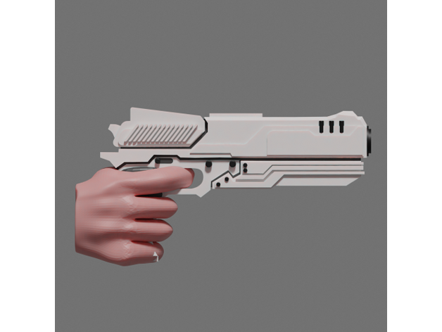 cyberpunk pistol scaled 28mm tabletop 28mmscale gun handgun infinity game realitys edge scifi shadowrun rpg weapon wargame wargaming 3D print model - Mito3D