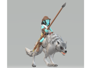 uldra female wolfrider dungeons dragons 3d print model - Mito3D