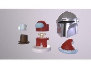 us mini personnalisable personnage mandalorien chapeau jeu plateau jeux société Noël miniature toilette 3d print model - Mito3D