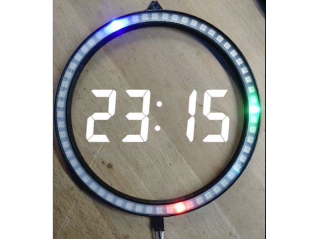 neopixel 60 squillare ws2812b guidato orologio esp8266 parete wemos d1 mini ws2812 3D print model - Mito3D