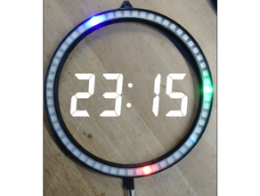 neopixel 60 anillo ws2812b LED reloj esp8266 pared wemos d1 mini ws2812 3d print model - Mito3D