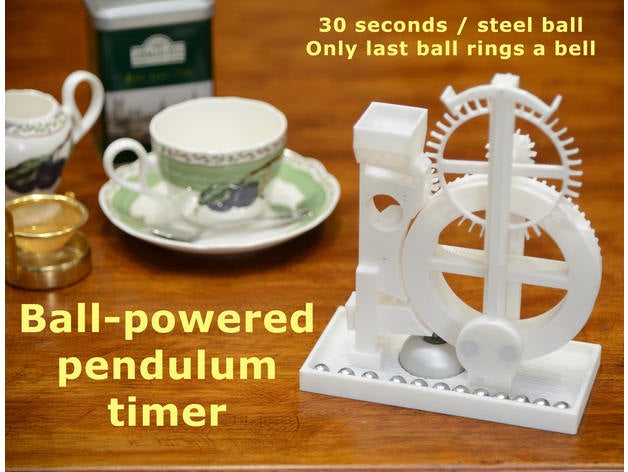 ball-powered pendulum timer ball clock marble machine mechanical 3D print model - Mito3D