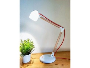 desk lamp cable design gu10 led minimalist modern red wood 3d print model - Mito3D